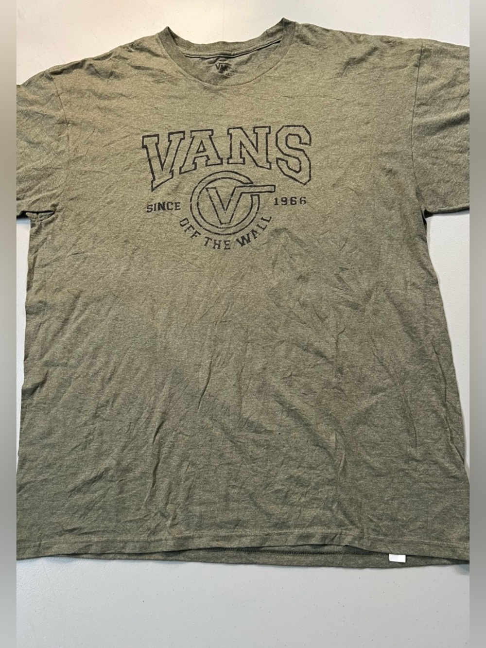 Vans Graphic T-Shirt Olive Green Logo Tee Men’s Size XL Casual Streetwear